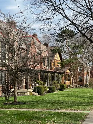 Charming neighborhood vibes on a crisp day.